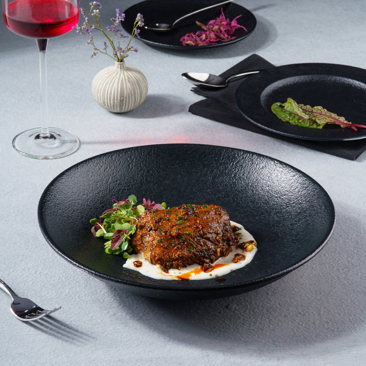 Round Wok Deep Plate | 11" | Porcelain, Pack  of 6