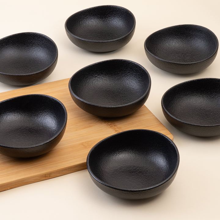 Porcelain Non Stackable Bowl | Black | Set of 8