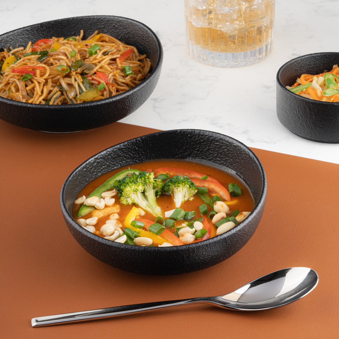 Porcelain Non Stackable Bowl | Black | Set of 8