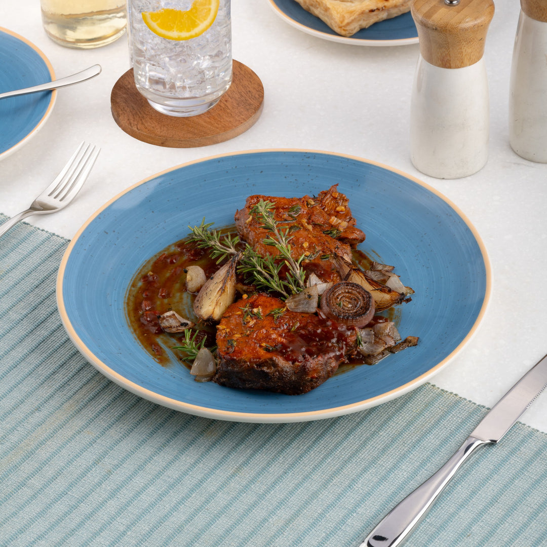 Porcelain Rimless Plate | Vital Coupe Round Plate, Set of 6