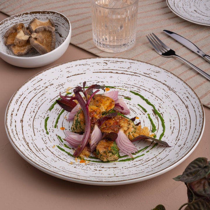 Porcelain Plate | 12" Vital Coupe Round Rimless Plate, 6 Pcs