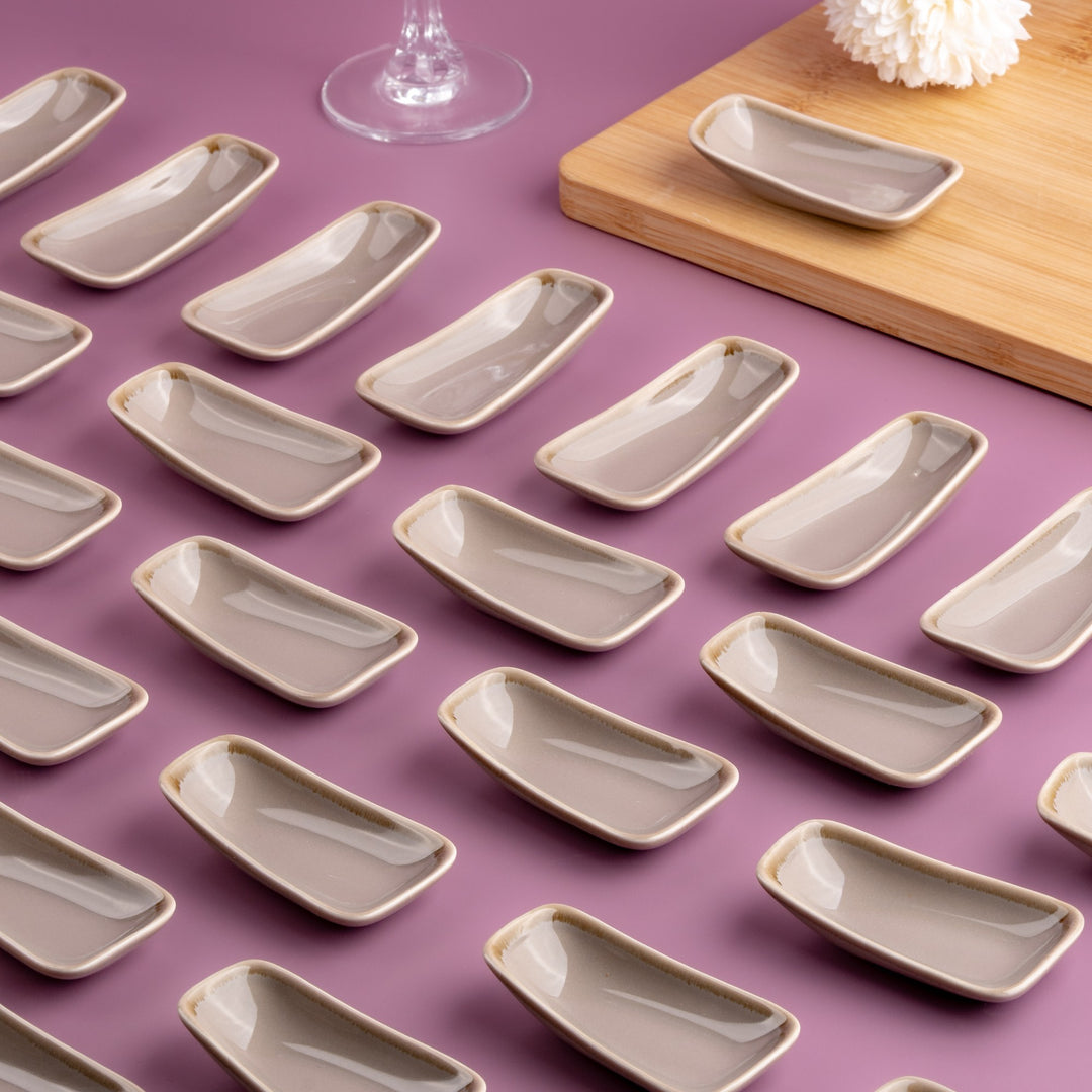 Porcelain Platter | Vital Rectangle Plate, 3.1x1.7" | 24 Pcs
