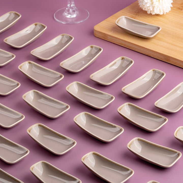 Porcelain Platter | Vital Rectangle Plate, 3.1x1.7" | 24 Pcs