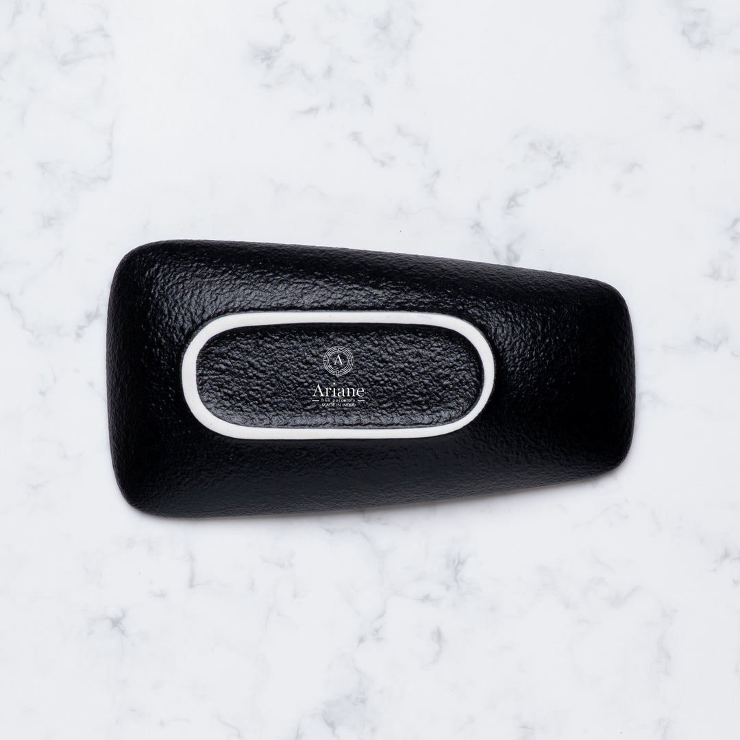 Porcelain Rectangle Plate | Black | Set of 12