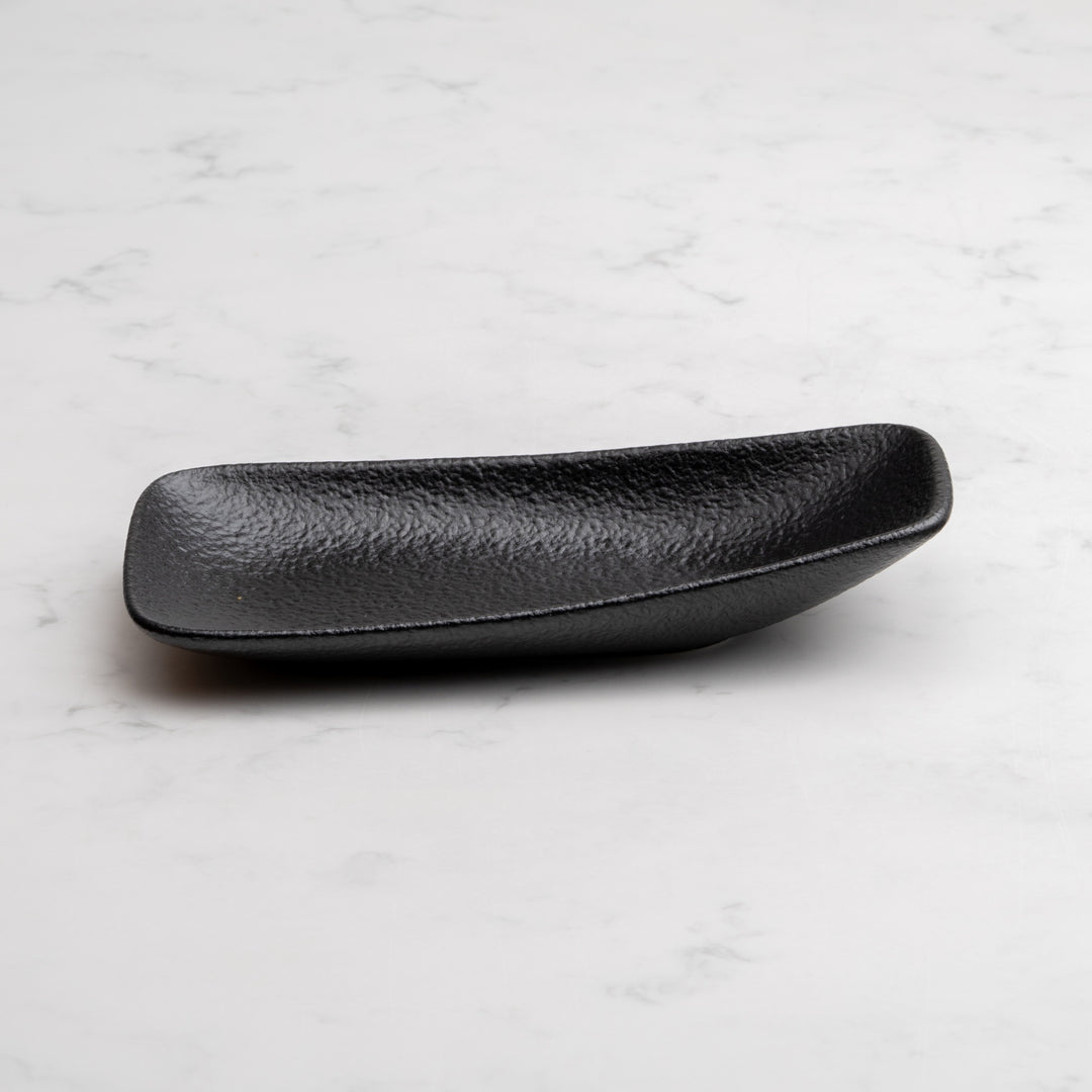 Porcelain Rectangle Plate | Black | Set of 12