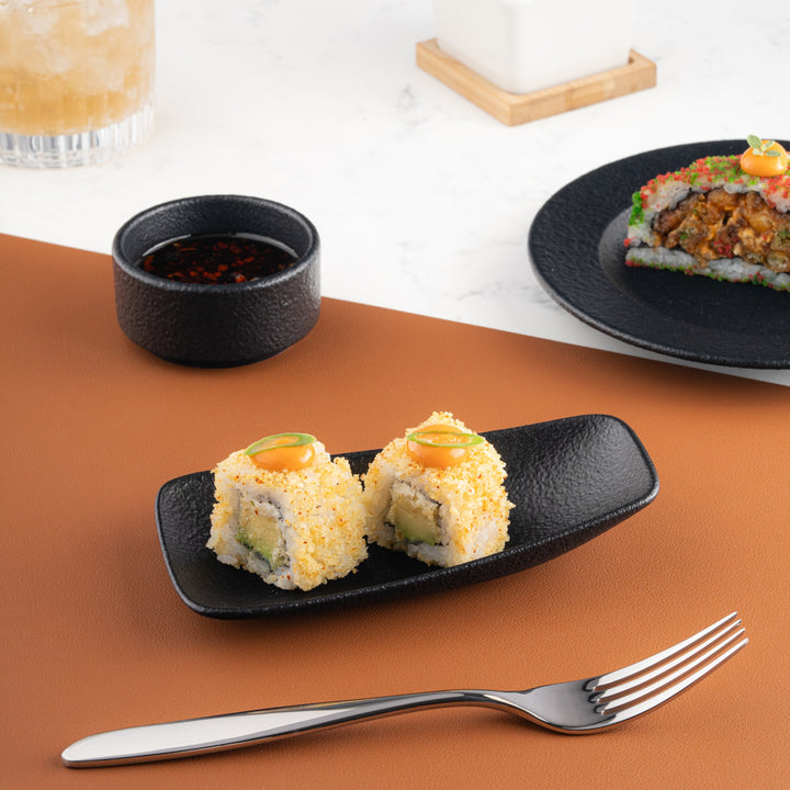 Porcelain Rectangle Plate | Black | Set of 12