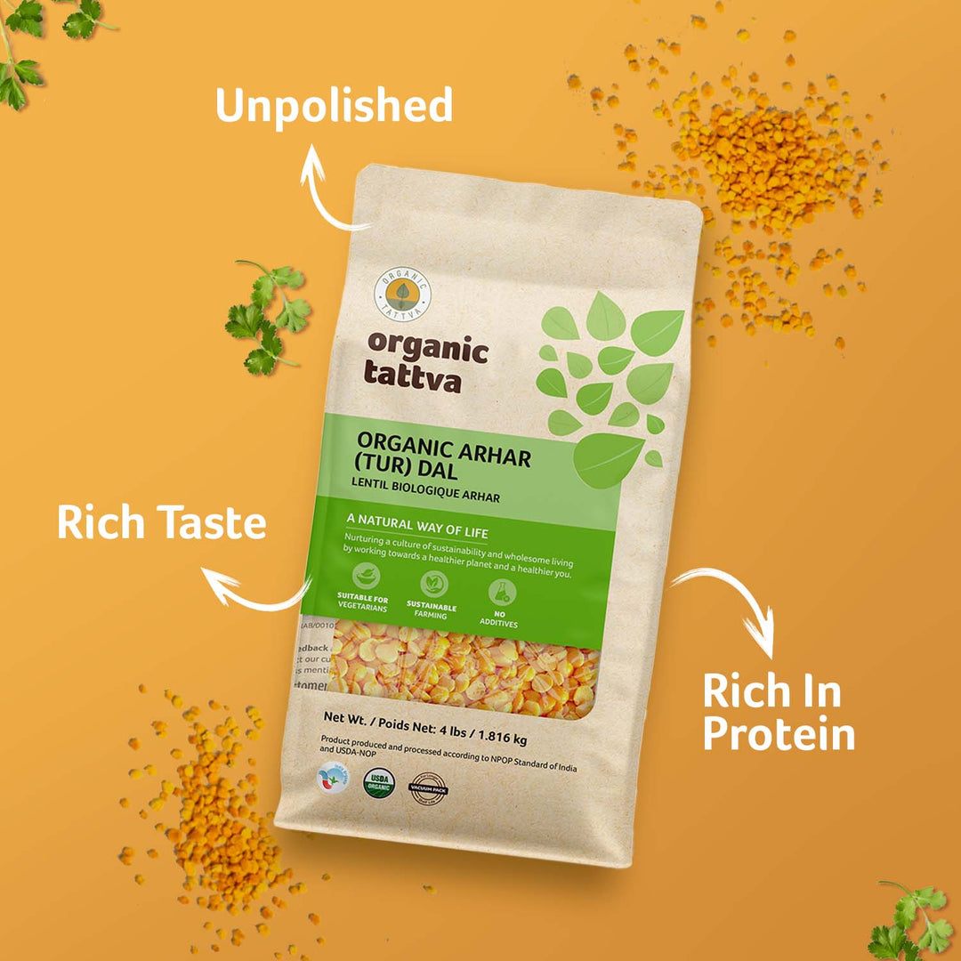 Organic Toor Dal 4 lbs Pack of 6