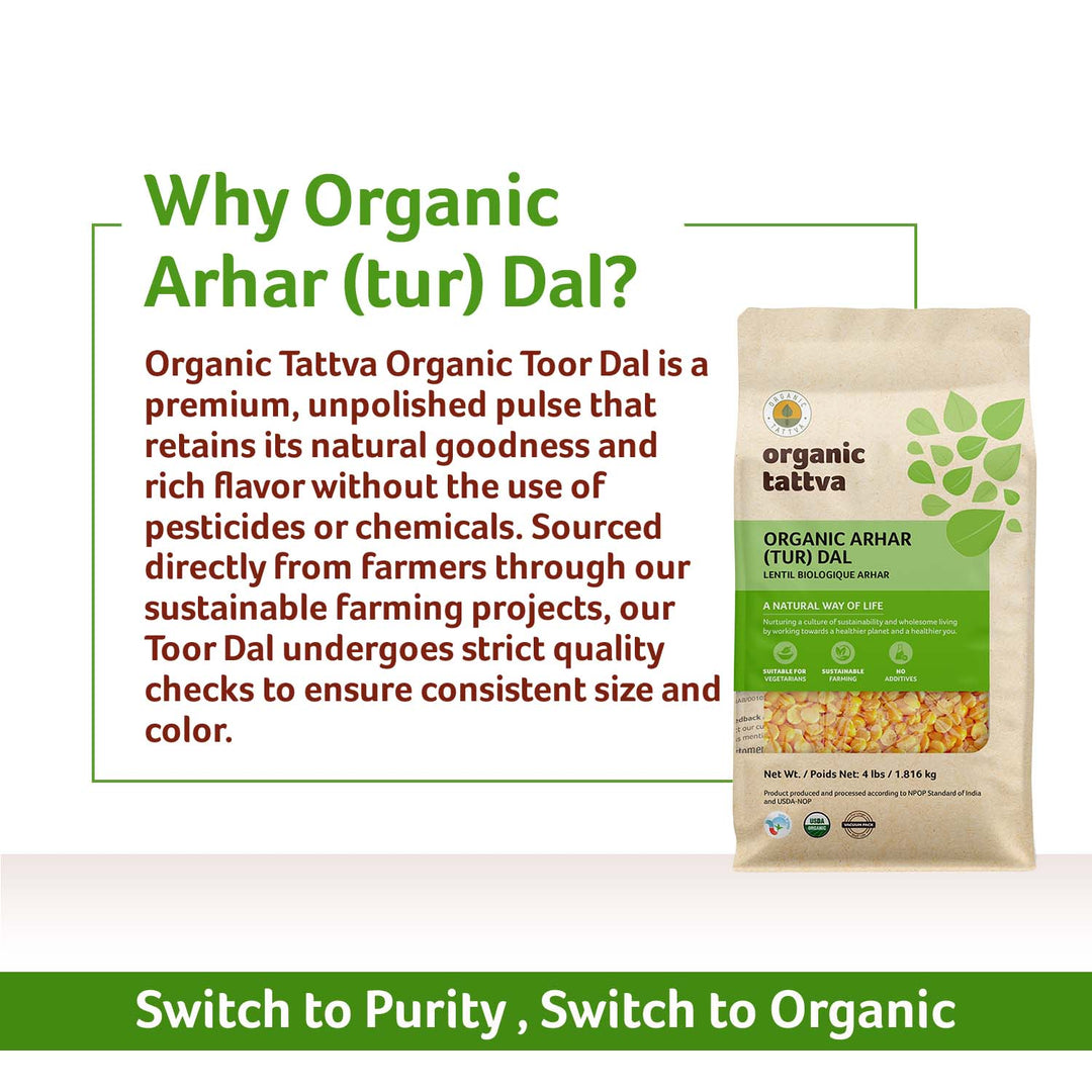 Organic Toor Dal 4 lbs Pack of 6