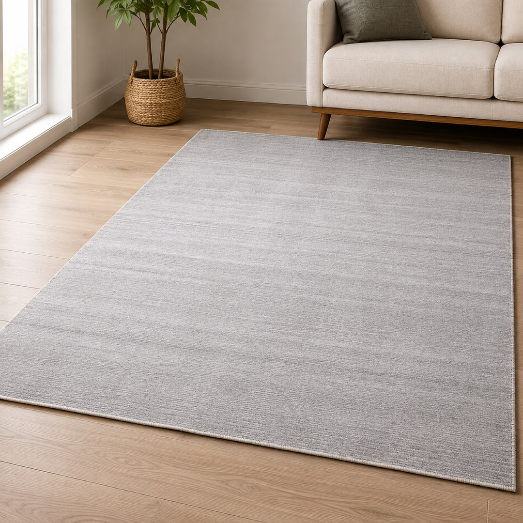 Area Rug | Silver Wool & Bamboo Silk Handloom Rug | 7mm