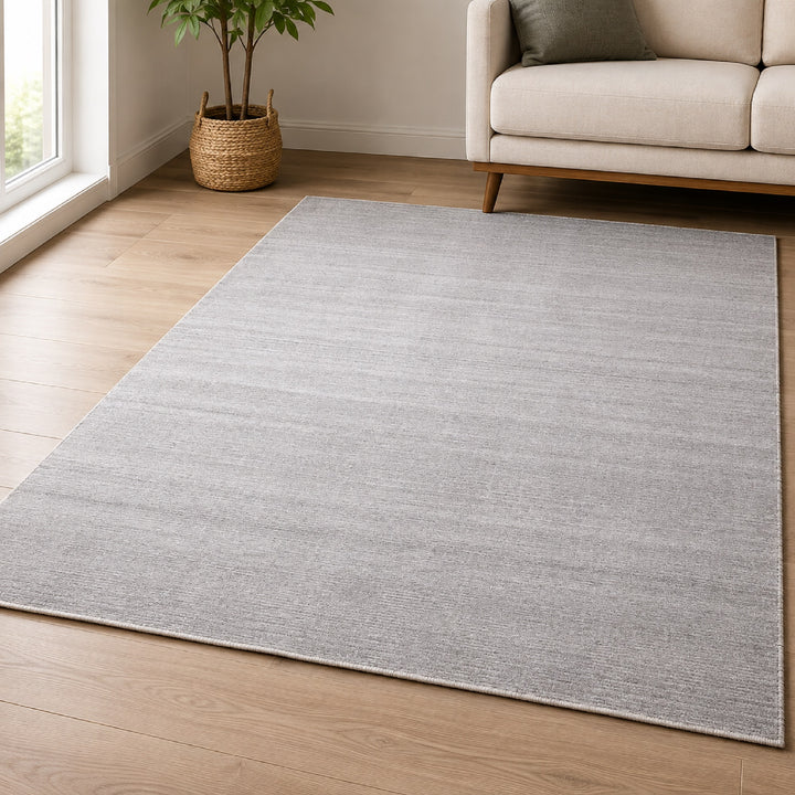 Area Rug | Silver Wool & Bamboo Silk Handloom Rug | 7mm