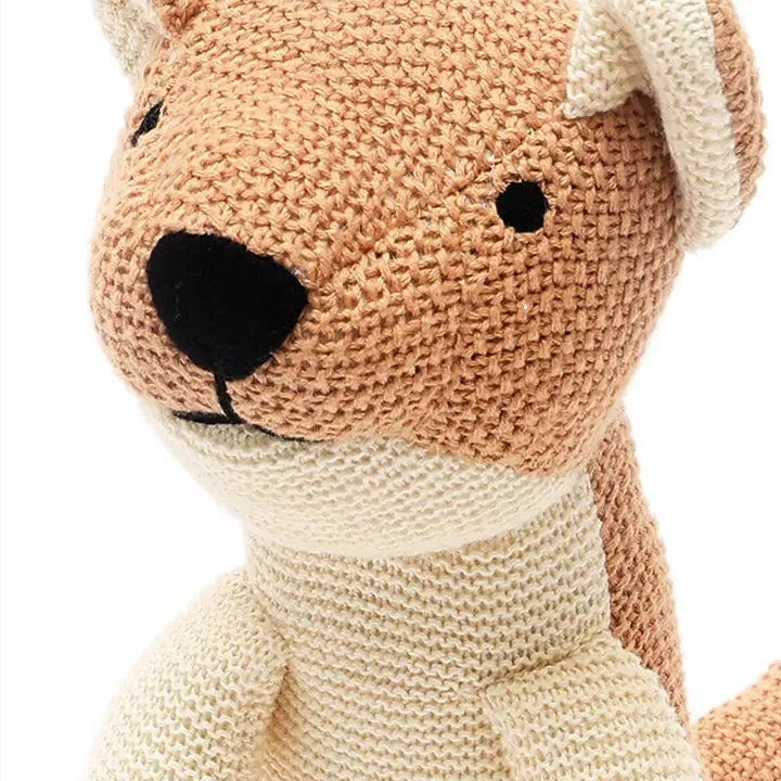 Handmade Cotton Knitted Puppy Plush Toy – Soft Peach for Kids