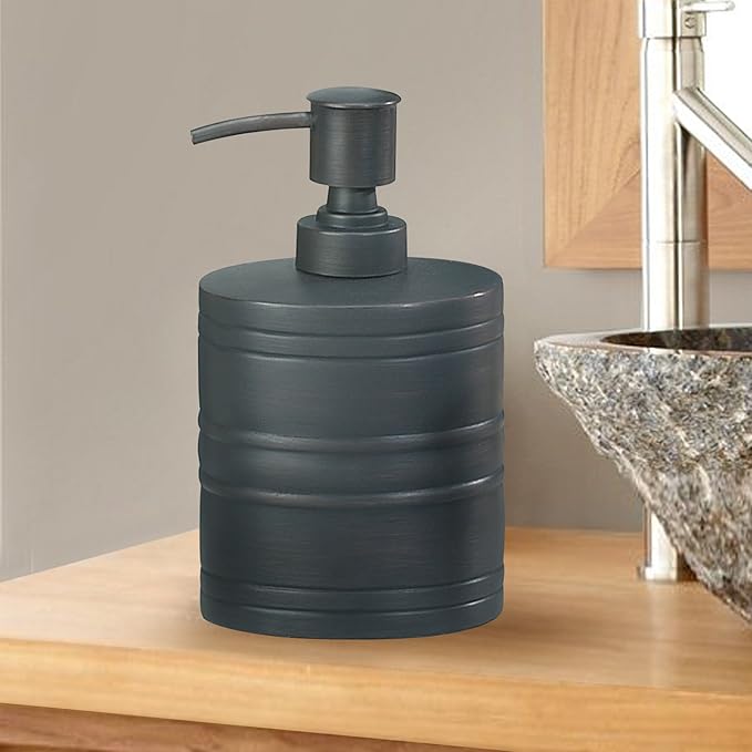 Metal Bath Accessory Set for Vanity Countertops, 4 Piece Luxury Ensemble Includes Dish, Toothbrush Holder, Tumbler, soap and Lotion Pump | Oil Rubbed Bronze Finish