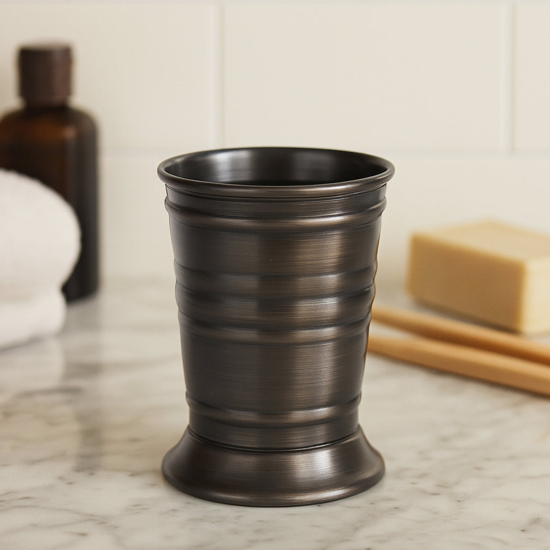 Stainless Steel Tumbler Bathroom Tumbler Cup | Decorative Rinse Cup,Drinking Glass,Toothbrush & Makeup Brush Holder for Vanity Countertops,Sink & Desk | Orb
