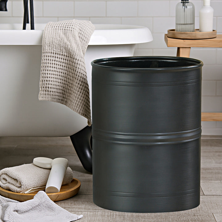 Metal Wastebasket, 7Qt, Black
