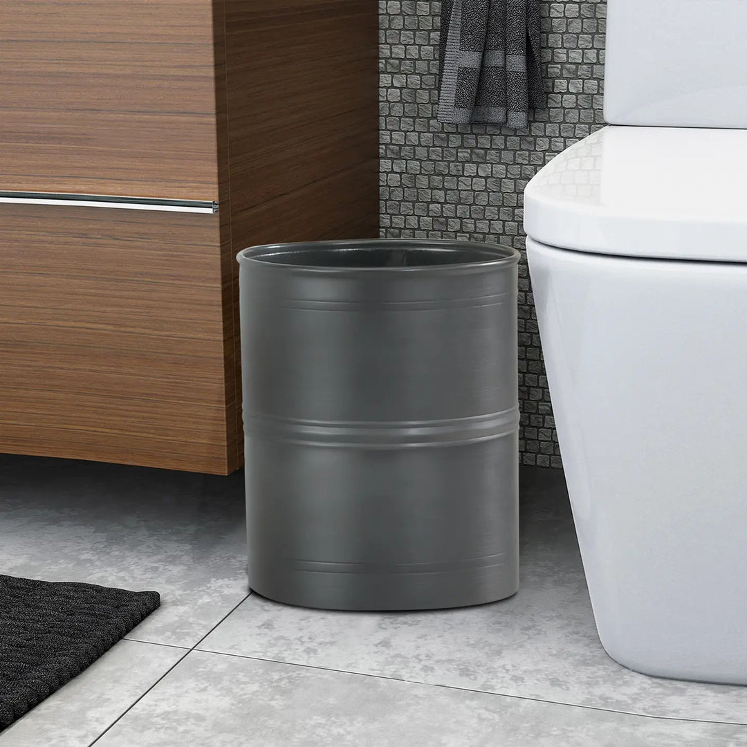Metal Wastebasket, 7Qt, Black