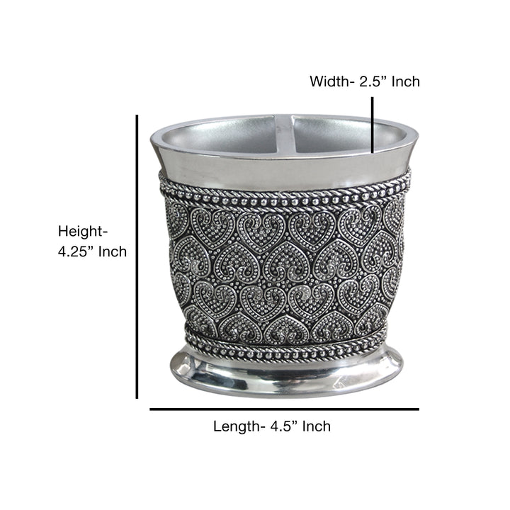 Beaded Heart Toothbrush Holder | Compact Multi-Slot Holder for Toothbrushes,Razors & Makeup Accessories | Resin/Chrome