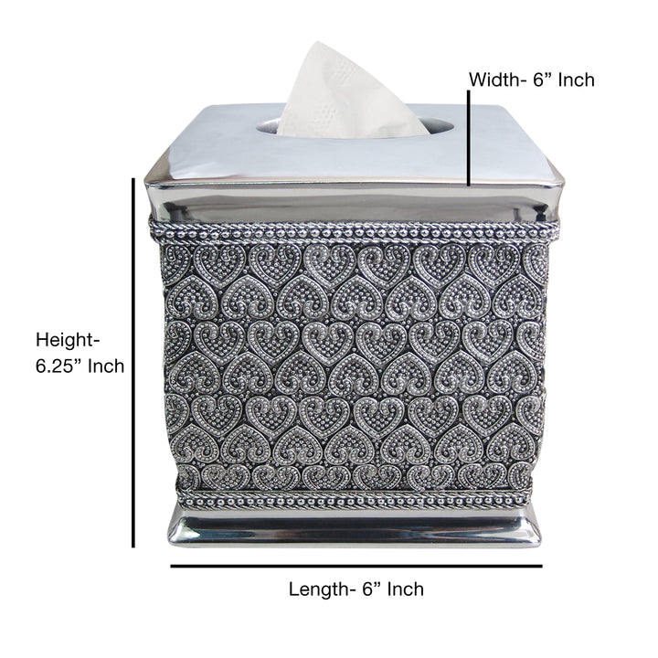 Tissue Box Cover | Resin Square Facial Tissue Box Holder | Chrome Finish