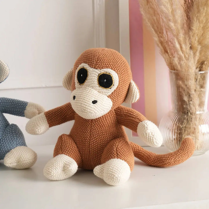 Handmade Cotton Knitted Soft Monkey Plush Toy | Fun & Cuddly | Stuffed  Animal Toy | Ideal for Kids & Decor