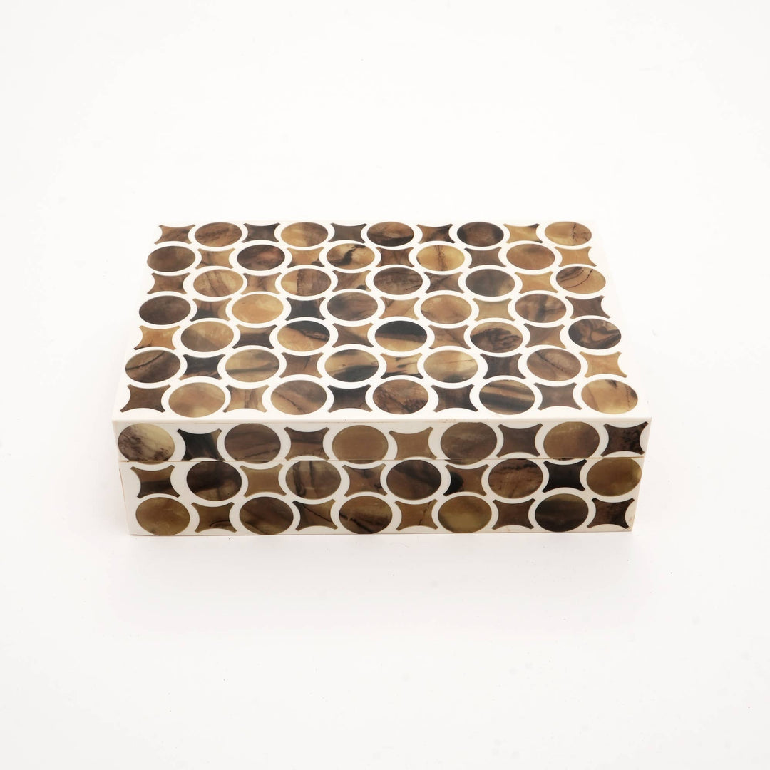 Wooden Ringlet Decorative Storage Box | Brown | 10x7x3"
