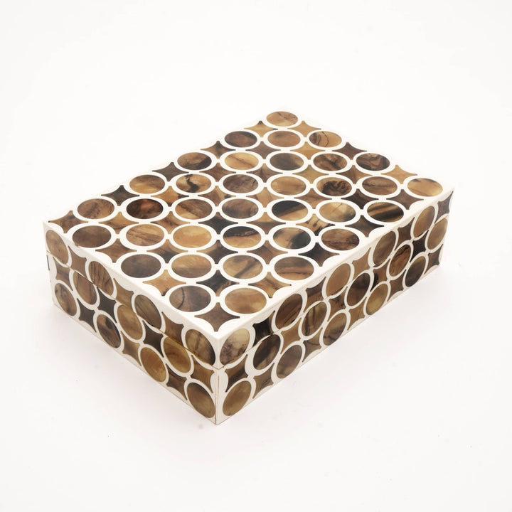 Wooden Ringlet Decorative Storage Box | Brown | 10x7x3"