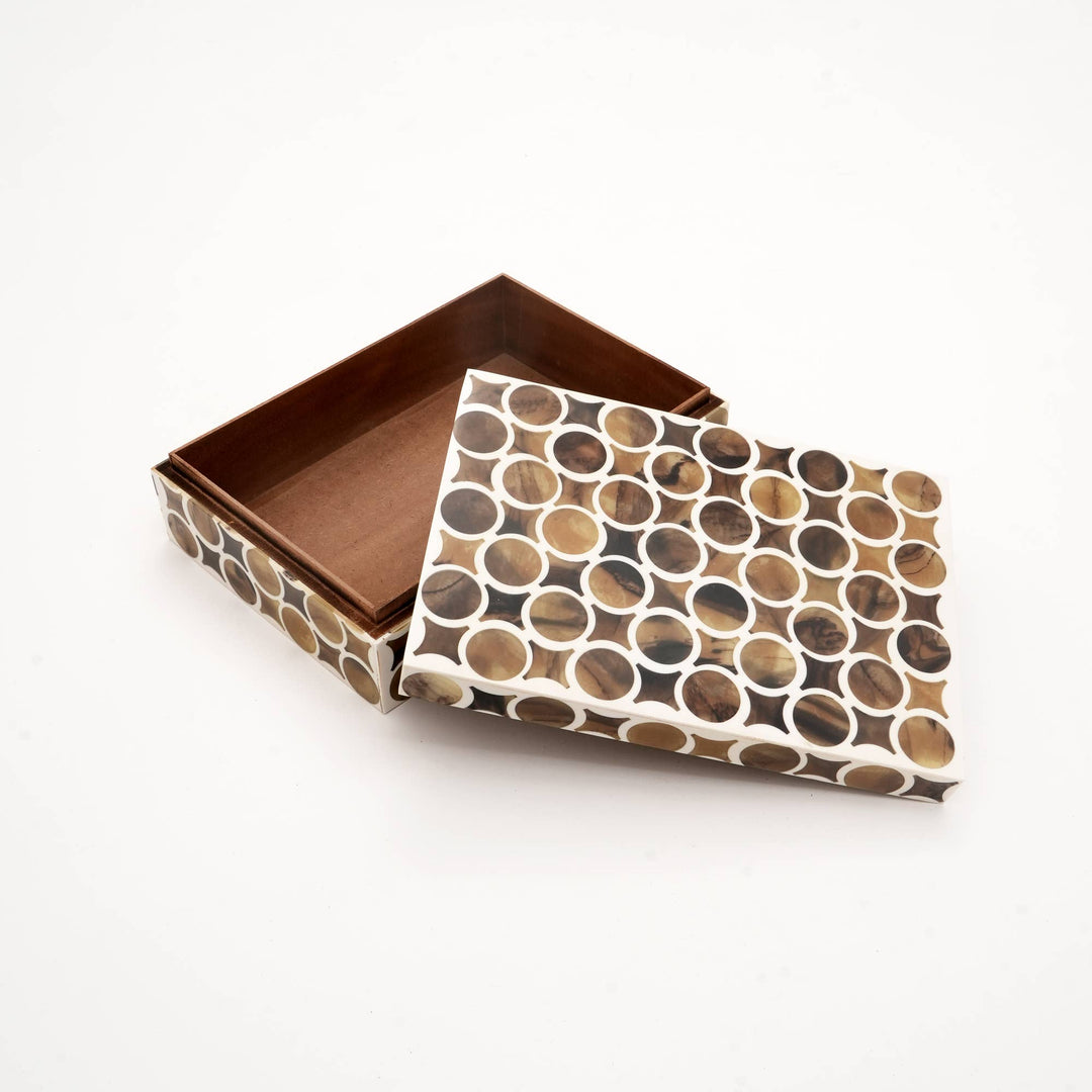 Wooden Ringlet Decorative Storage Box | Brown | 10x7x3"