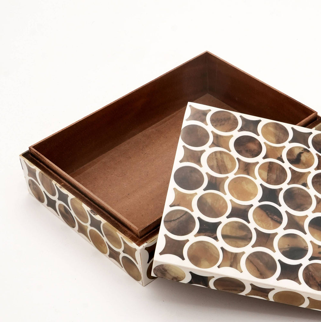Wooden Ringlet Decorative Storage Box | Brown | 10x7x3"