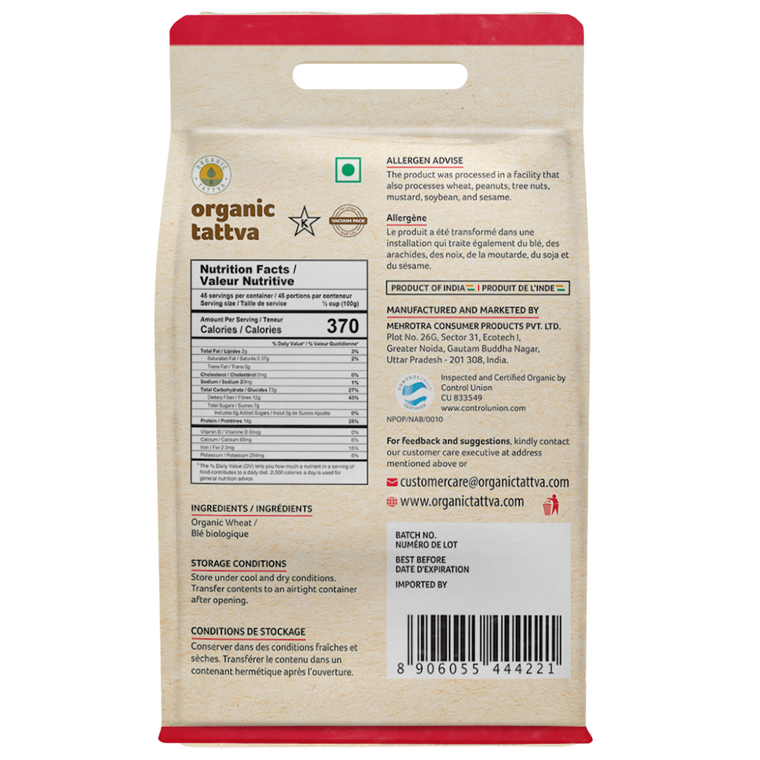 Organic Whole Wheat Flour (Chakki Atta) 10 lbs Pack of 5