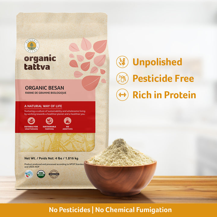Organic Besan 3 lbs Pack of 6
