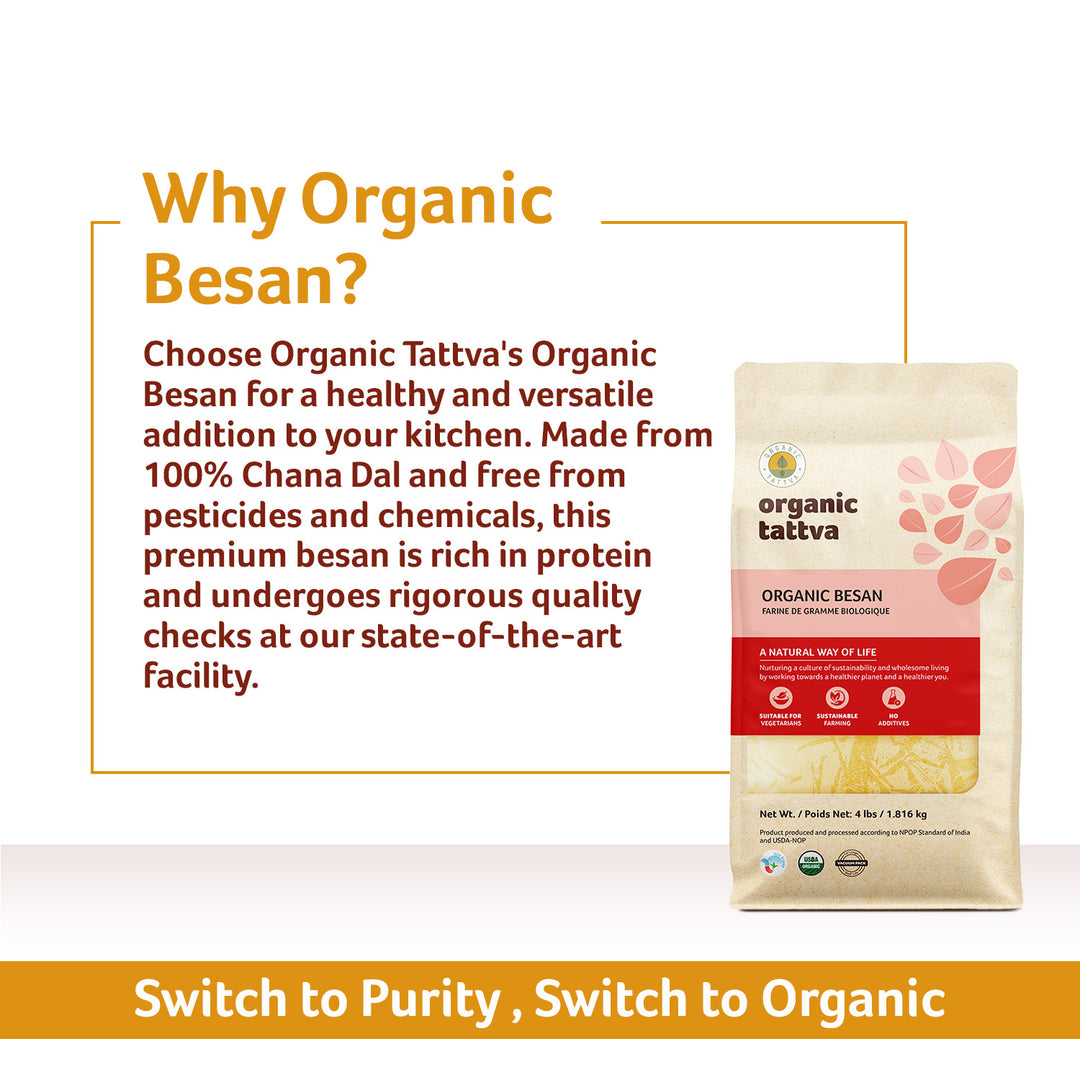 Organic Besan 3 lbs Pack of 6