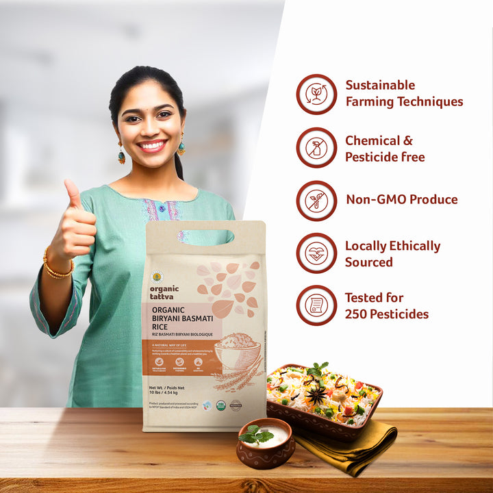 Organic Biryani Basmati Rice 10 lbs Pack of 4
