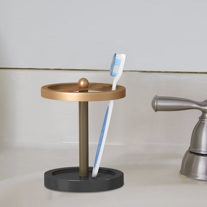 Toothbrush Holder Organizer Stand for Bathroom Vanity Countertops | 3 Tone Finish