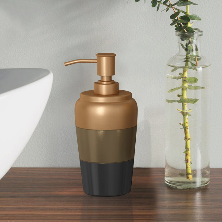 Liquid Soap & Lotion Dispenser Pump for Bathroom and Kitchen Countertops, Metal with 3 Tone Copper Finish