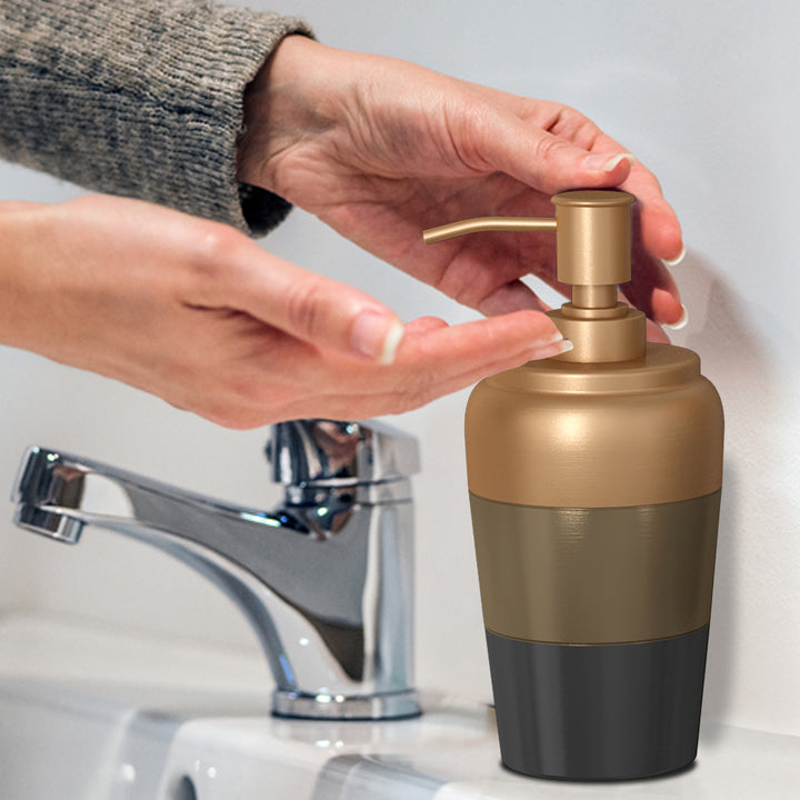 Liquid Soap & Lotion Dispenser Pump for Bathroom and Kitchen Countertops, Metal with 3 Tone Copper Finish
