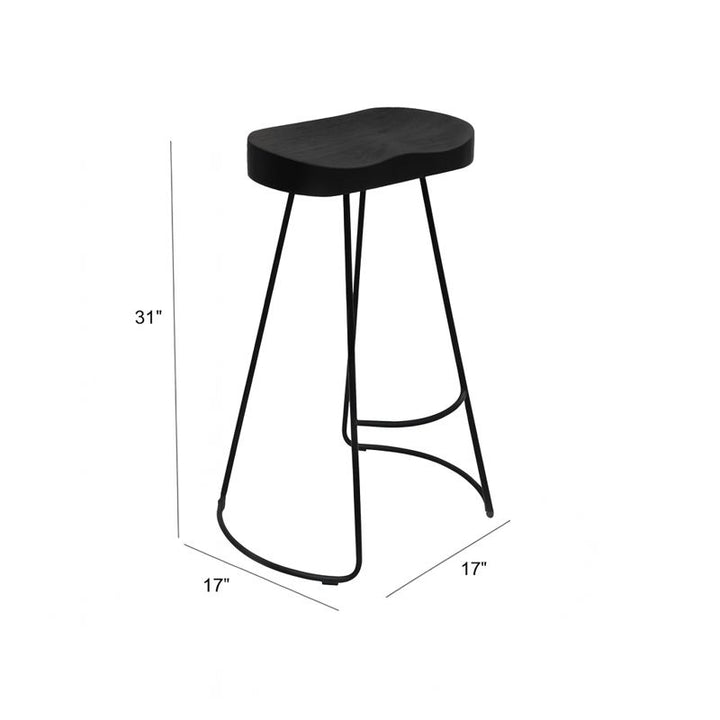 Bar Stool | Black Finish | 31" Height | Set of 2