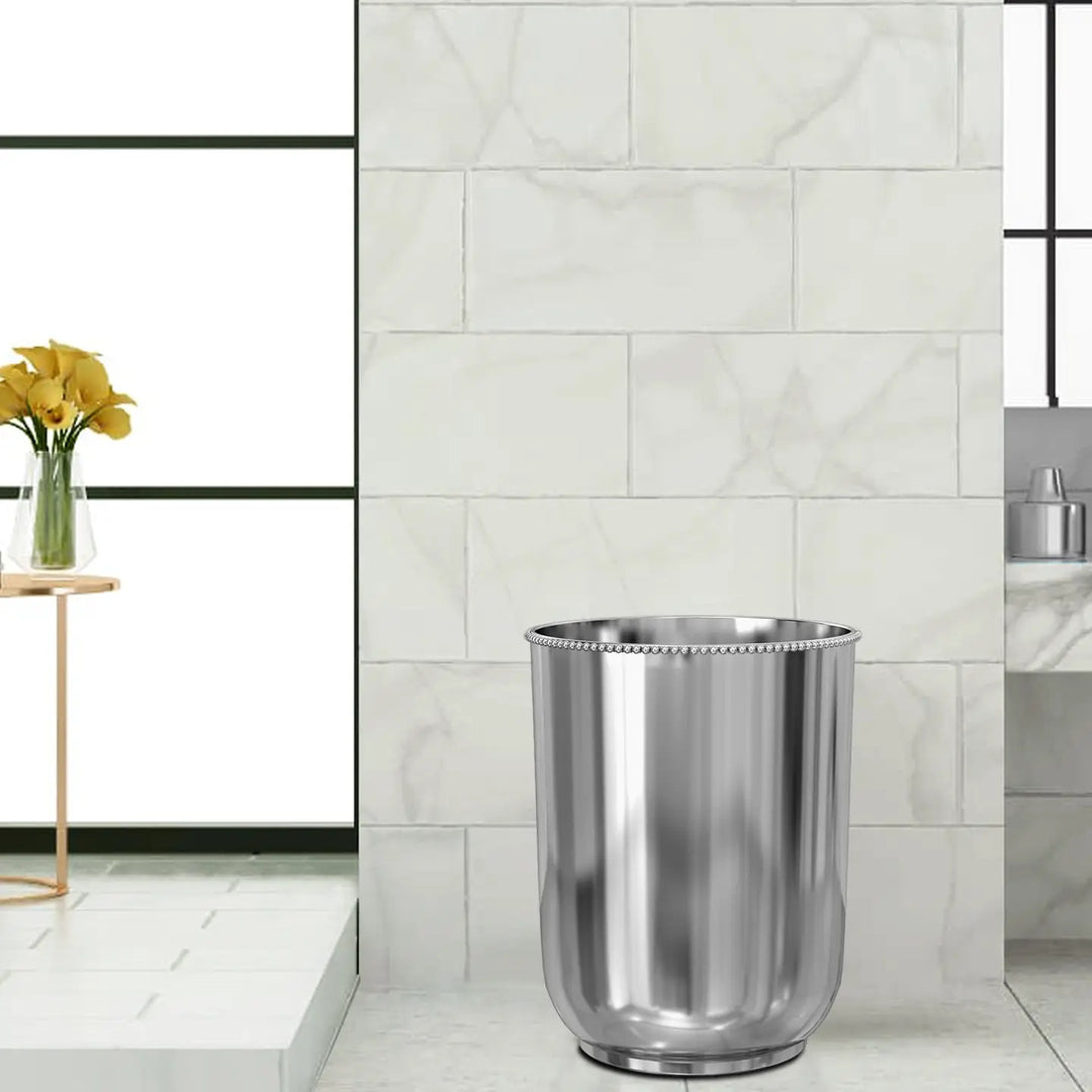 7 Qt Stainless Steel Bathroom Wastebasket | Rust-Resistant Trash Bin