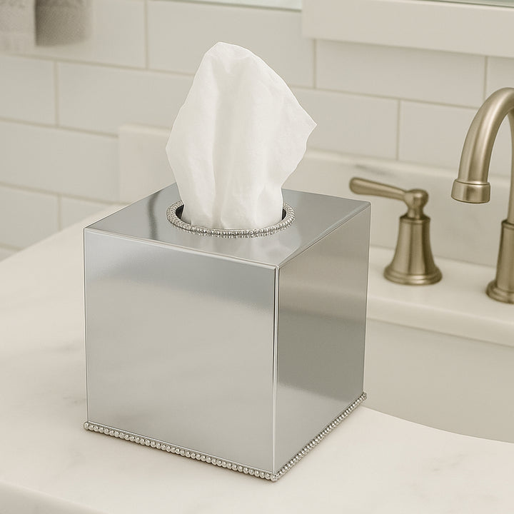 Tissue Box | Stainless Steel Square Facial Tissue Box Holder | Shiny Finish