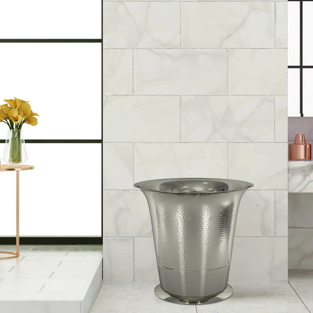 Stainless Steel Wastebasket, 7Qt, Shinny Nickel Finish