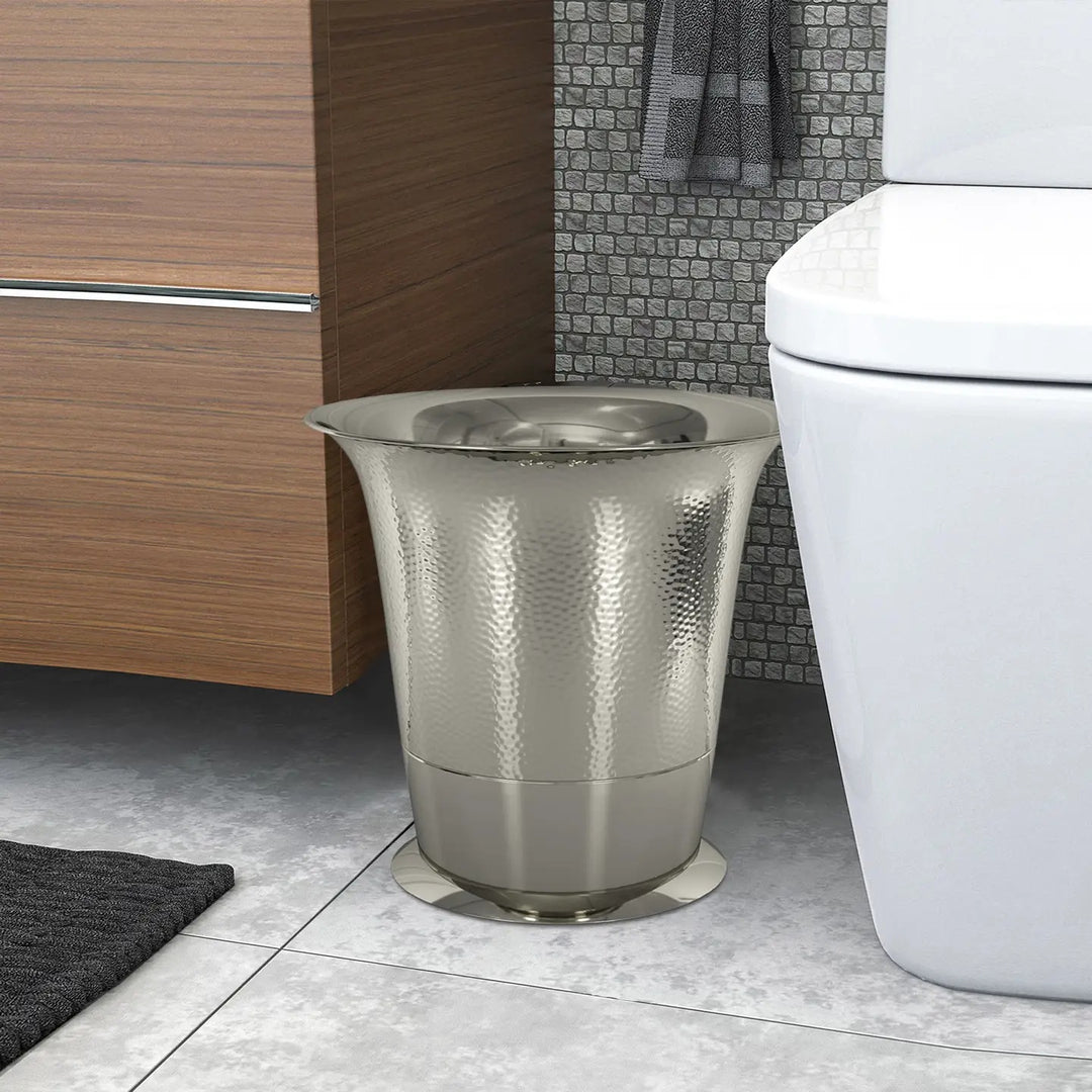 Stainless Steel Wastebasket, 7Qt, Shinny Nickel Finish