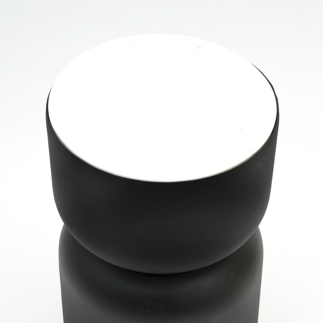 White Marble Side Table | Black Metal Frame | Modern End Table | Stylish Living Room Accent
