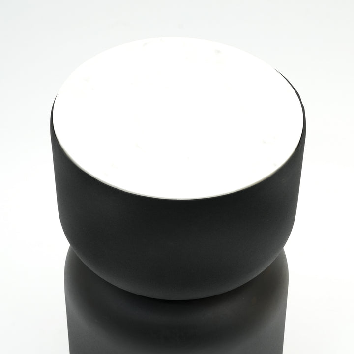 White Marble Side Table | Black Metal Frame | Modern End Table | Stylish Living Room Accent