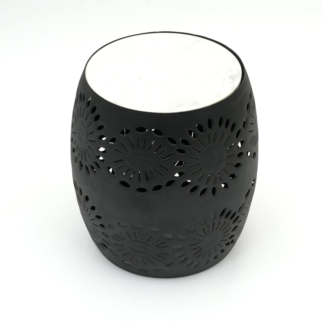 Side Table | White Marble Top | Black Metal Frame | Modern Living Room Furniture