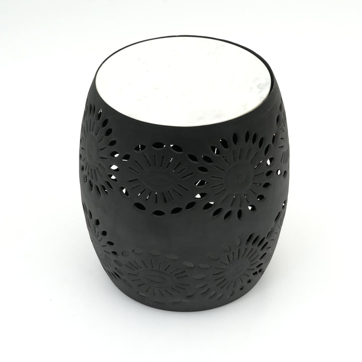 Side Table | White Marble Top | Black Metal Frame | Modern Living Room Furniture