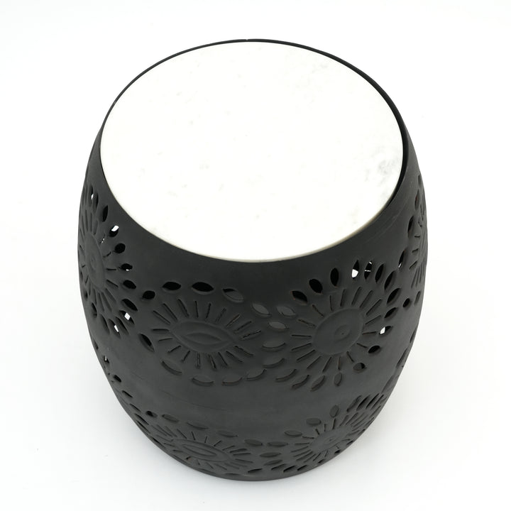Side Table | White Marble Top | Black Metal Frame | Modern Living Room Furniture