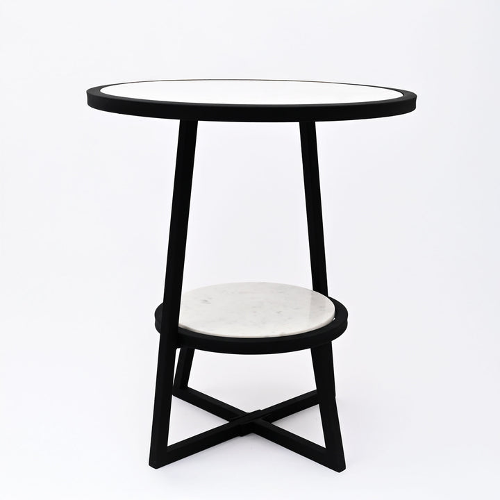 End Table | White Marble Top Side Table | Black Metal Frame | Modern Living Room Decor