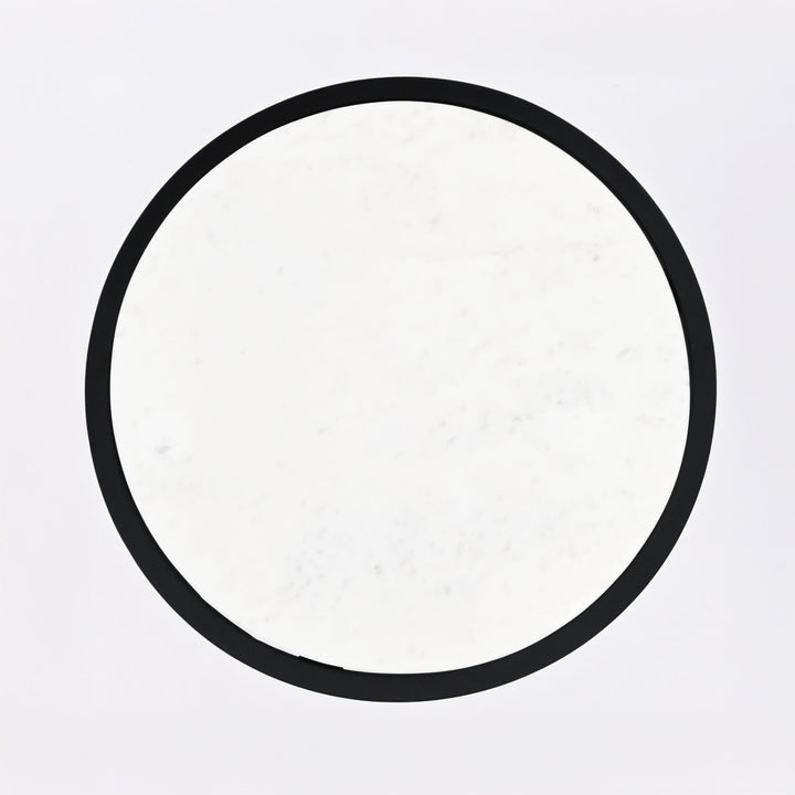 Marble Side Table | Round End Table | Black Metal Frame | Modern Living Room Accent
