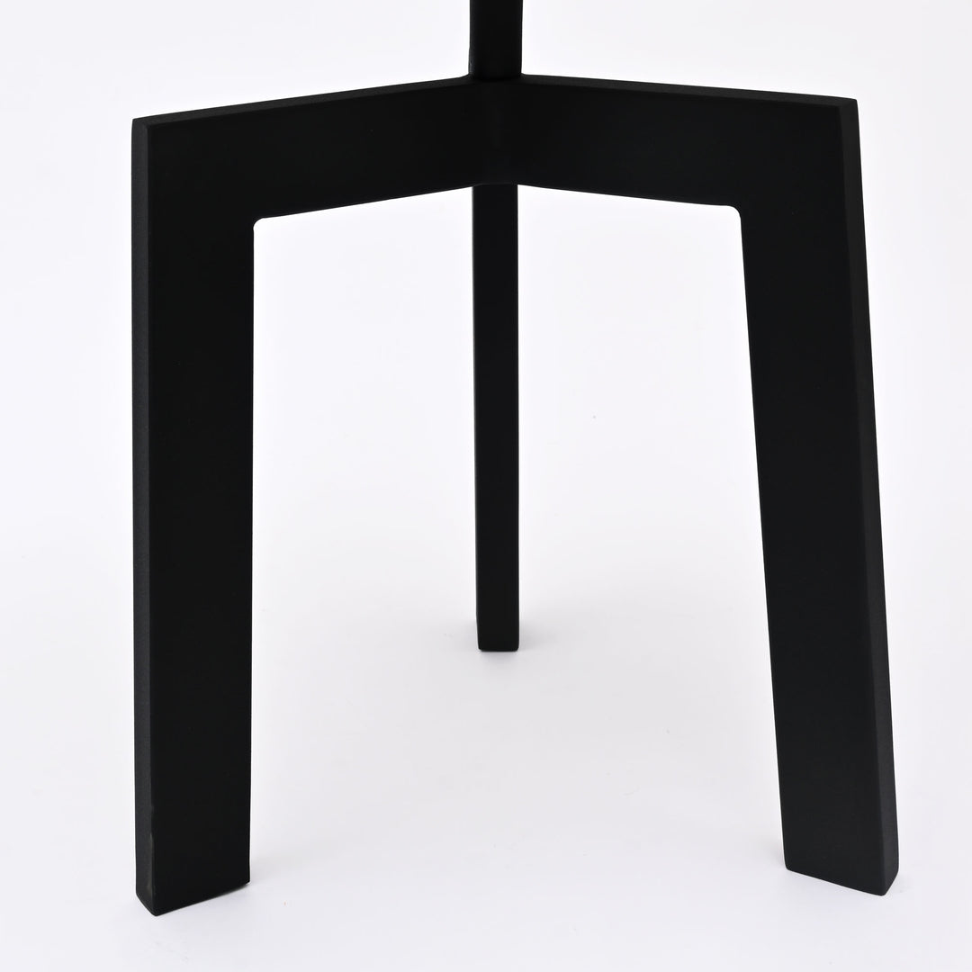 Marble Side Table | Round End Table | Black Metal Frame | Modern Living Room Accent