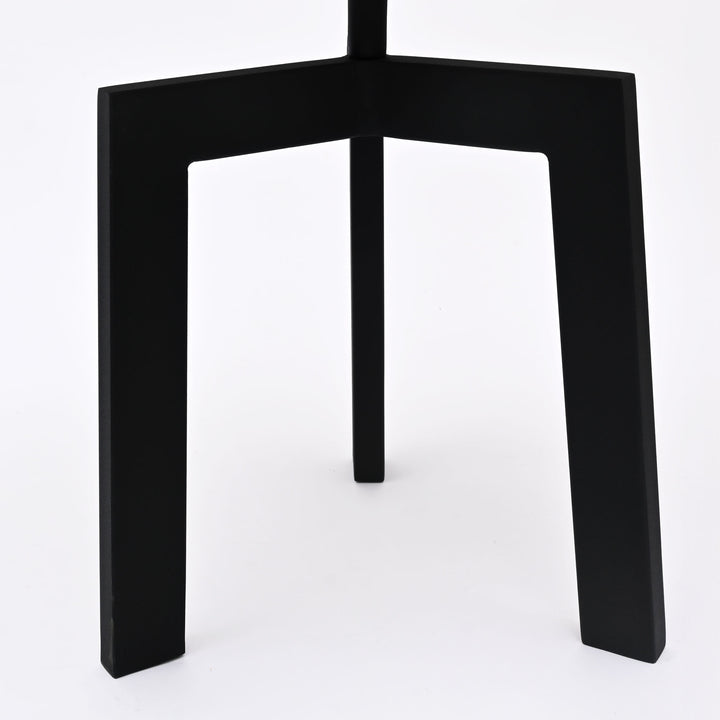 Marble Side Table | Round End Table | Black Metal Frame | Modern Living Room Accent