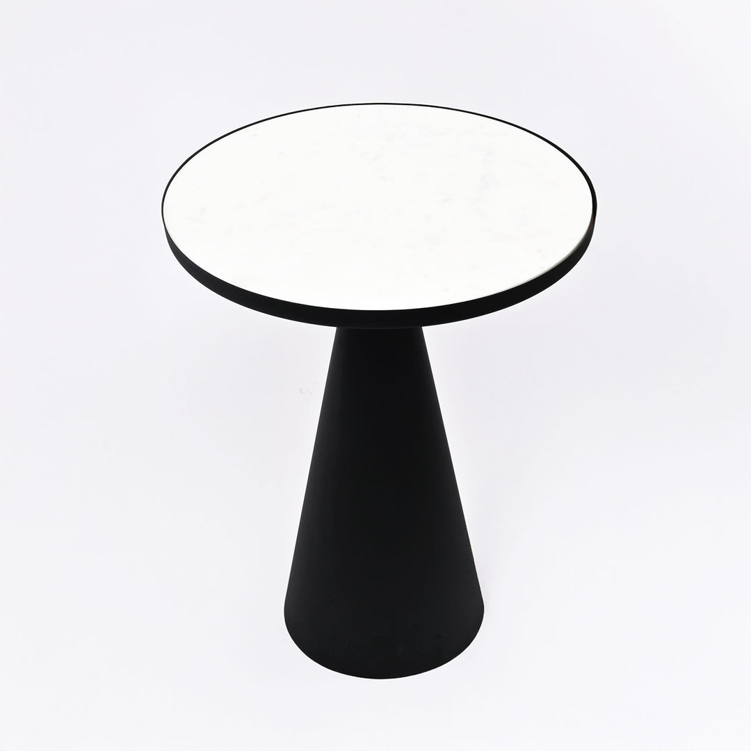 End Table | White Marble Top Side Table | Black Metal Frame | Modern Living Room Decor