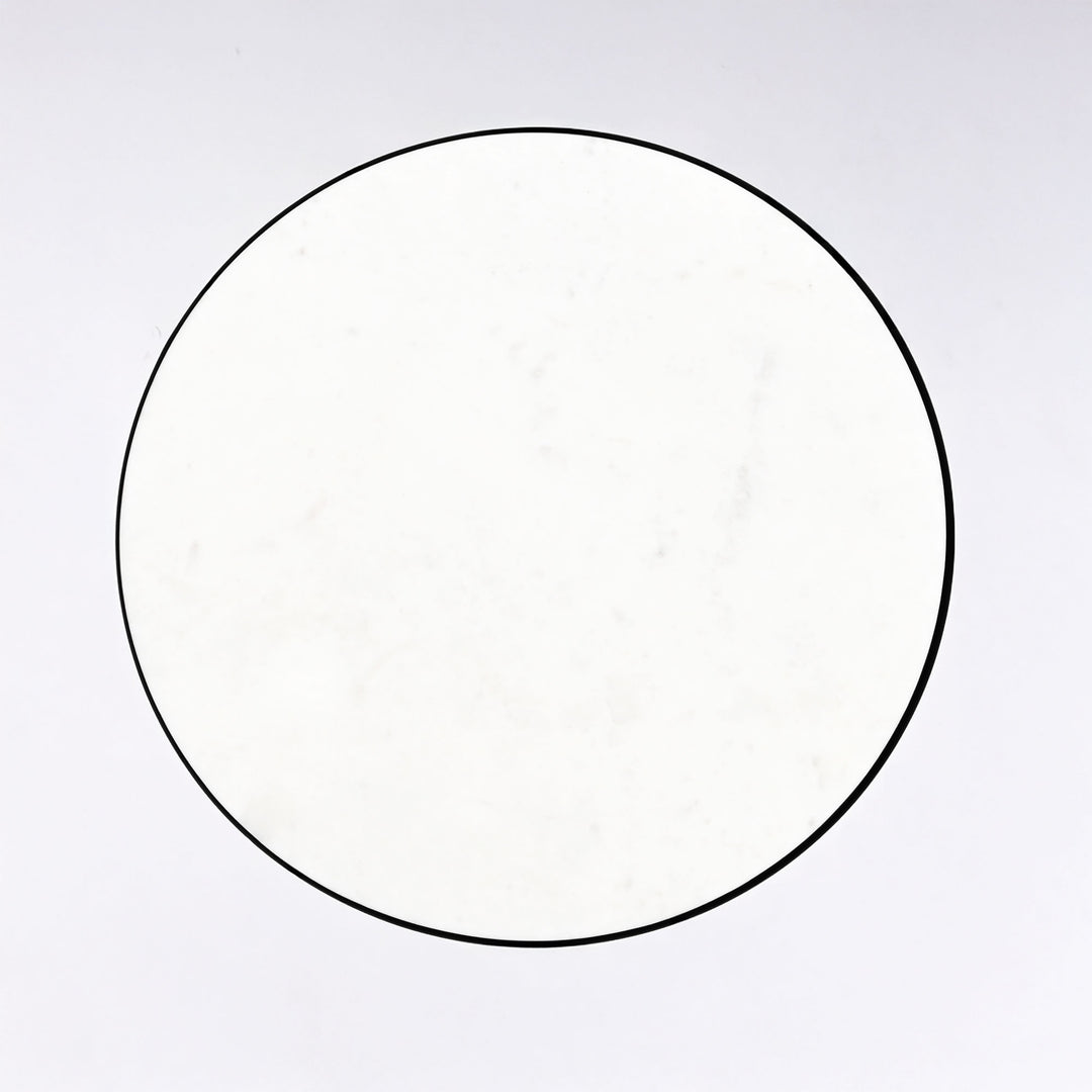 End Table | White Marble Top Side Table | Black Metal Frame | Modern Living Room Decor