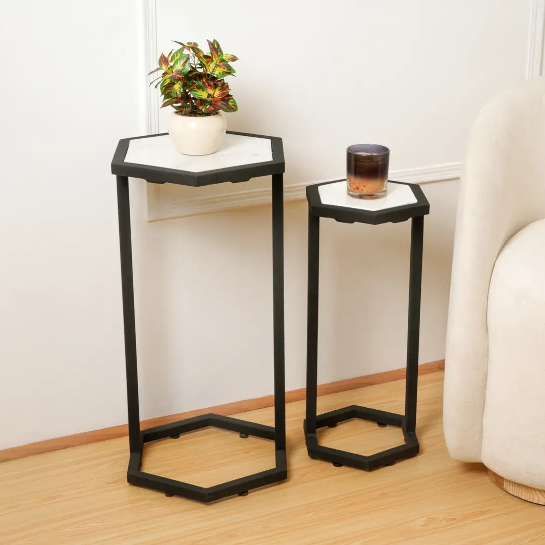 Nesting Tables | Marble Side Tables | Set of 2 End Tables | Modern Living Room Decor